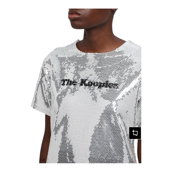 THE KOOPLES Silver sequined t-shirt, Size Large NWT short sleeve crew neck - Picture 3 of 14